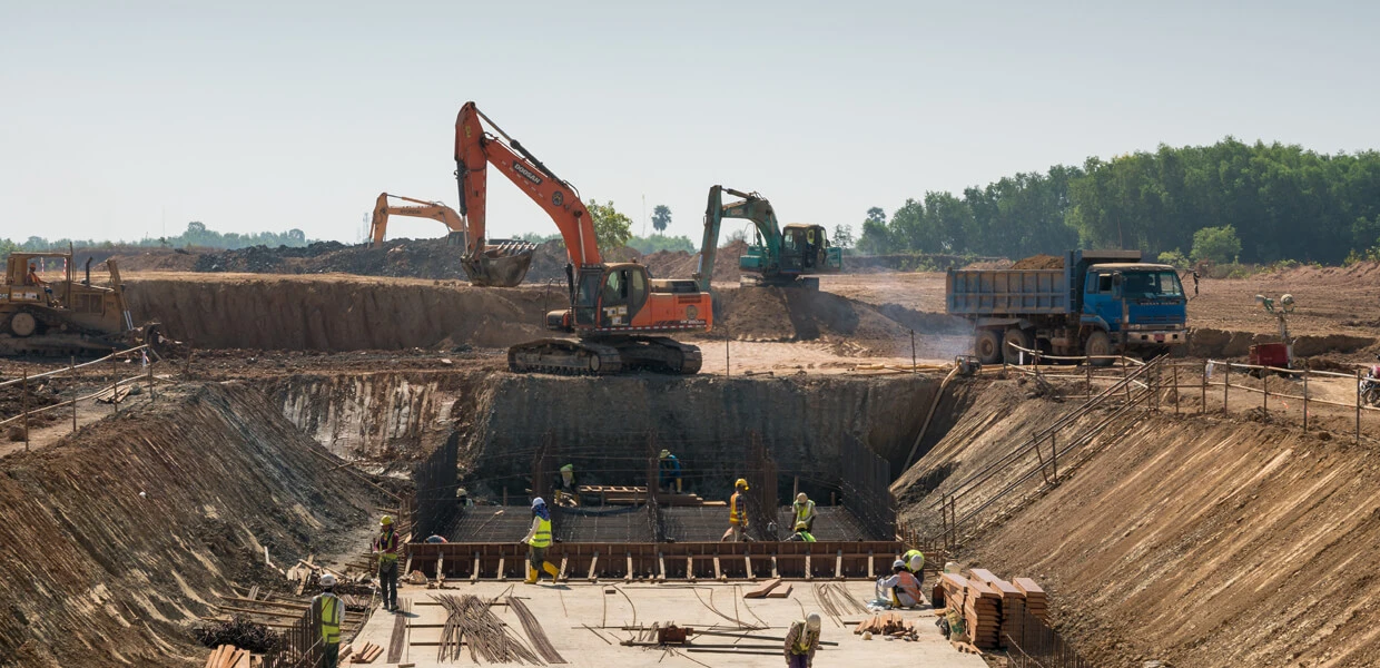 Building construction projects showing residential and commercial development